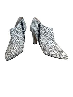 Cole Haan Vestry Pointed Toe Pump Black/White Snake Embossed Leather Sz 7B